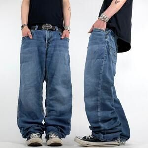 Vintage y2k rare faded baggy bootcut grunge embroidered archive jeans